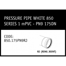 Marley Pressure Pipe White 850 Series 1 mPVC PN9 175DN RJ - 850.175PN9RJ